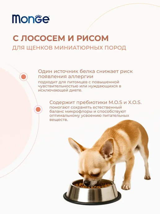 Сухой корм MONGE для собак, мелкие, щенки, лосось, 5 кг, фото 2