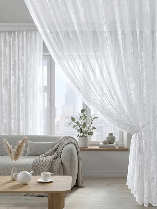 I-linen Тюль в спальню гостиную готовый 200х250 см, 2 шт, 200x250 см, 2 шт, фото 7