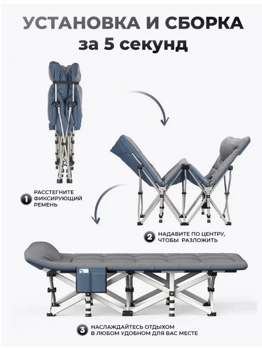 Раскладушка туристическая с матрасом взрослая походная, вариант, фото 7