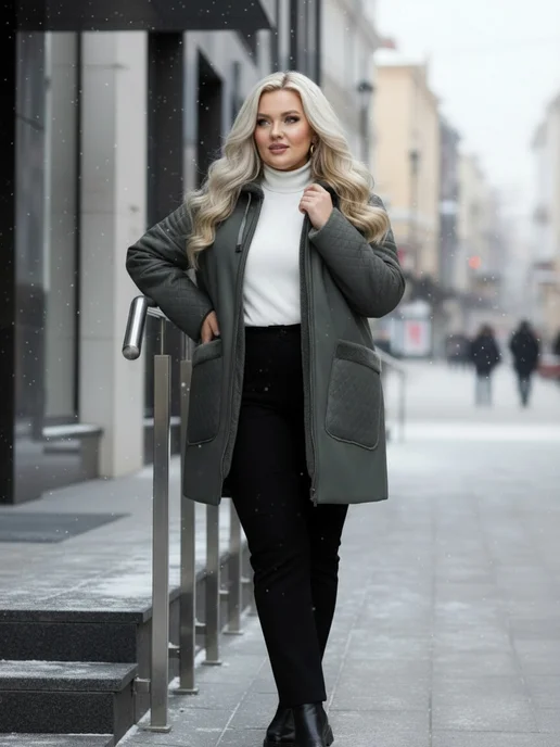 My WEAR Дубленка авиатор короткая Куртка больших размеров, зеленый, фото 6