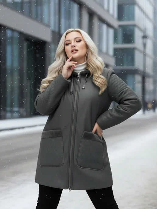 My WEAR Дубленка авиатор короткая Куртка больших размеров, зеленый, фото 7