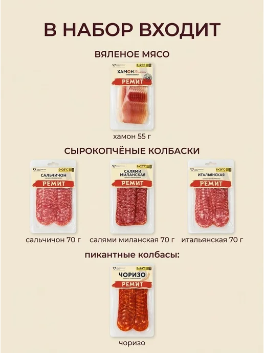 Ремит Сырокопченая колбаса 5 шт подарочный набор на праздник, 5 шт, фото 2