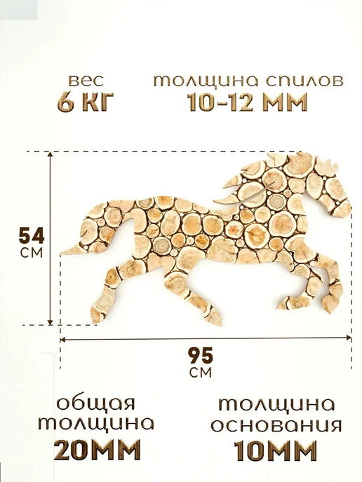 Люблю Баню Конь из можжевельника в баню 95х54 см (правый), 95x54 см, фото 2