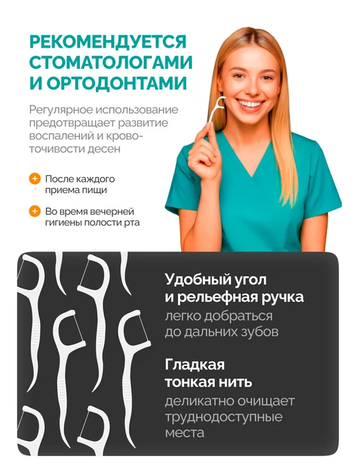 Зубочистка с нитью пластиковая Набор флоссеров, вариант, фото 3