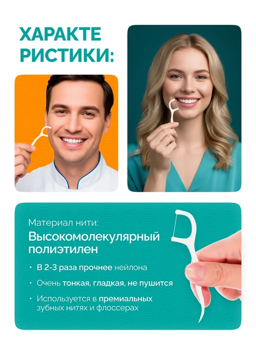 Зубочистка с нитью пластиковая Набор флоссеров, вариант, фото 4