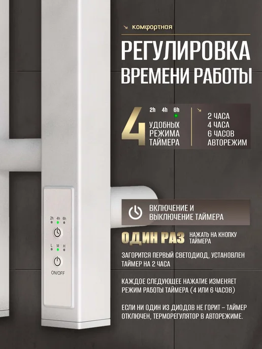 Суховей Полотенцесушитель электрический Дюна черный, белый, фото 3