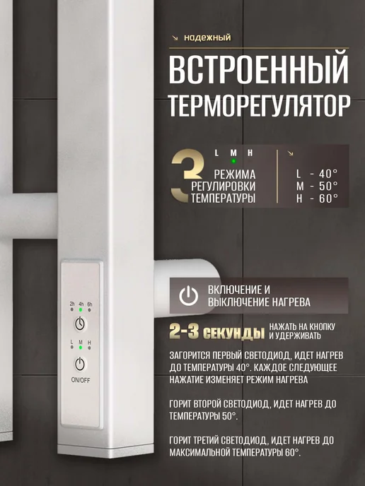 Суховей Полотенцесушитель электрический Дюна черный, белый, фото 4