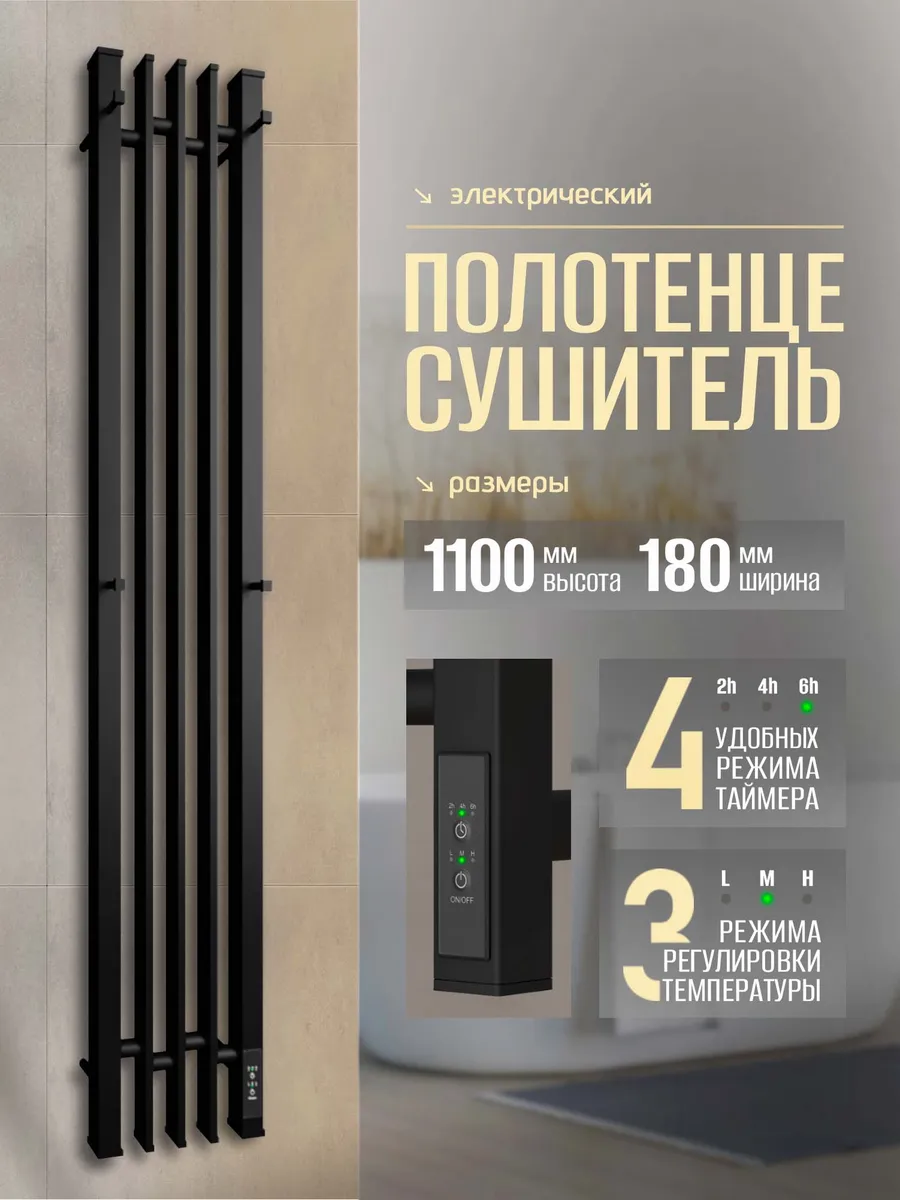 Полотенцесушитель электрический Дюна черный