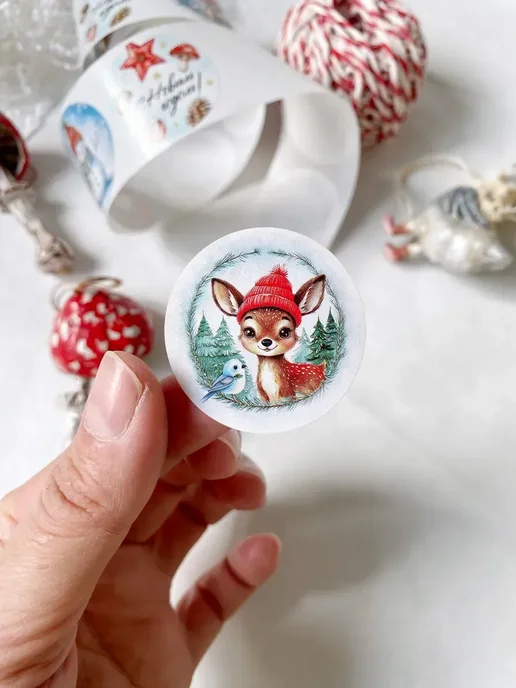 CRAFT STICKERS Новогодние наклейки в рулоне "Время волшебства", красный, фото 6
