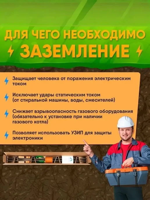 GROUNTOK Комплект заземления из омедненной стали 6 метров 16мм, 3 м, фото 5