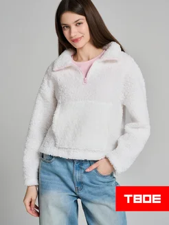 Свитшот меховой с полузамком молнией