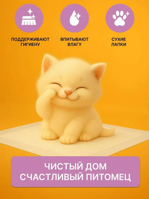 Велюровые лапки Пеленки одноразовые для животных 60х60 30 штук, 60x40, фото 2