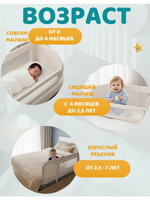 Safely & Soft Бортик на кровать от падения складной переносной барьер 180, серый, фото 3
