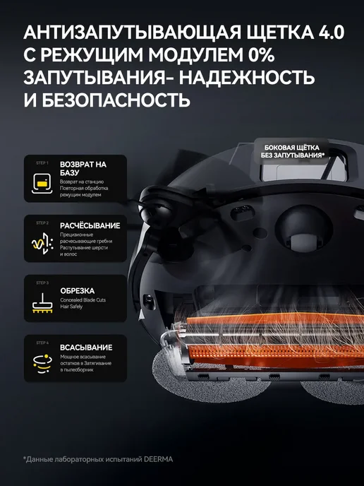 deerma Робот-пылесос X90 Ultra, док-станция, ИИ распознавание, черный, фото 4