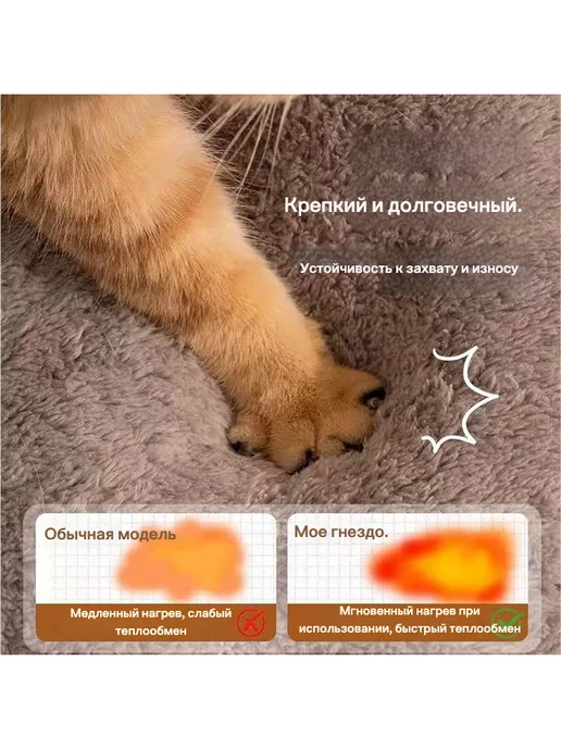 Теплая лежанка-домик для кошки зимняя, серый, фото 6