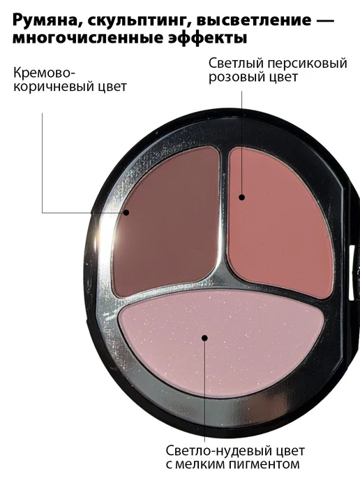 Палитра для контурирования 3 цвета 7 г — Оттенки персика, 3 цв., 7 г, фото 2