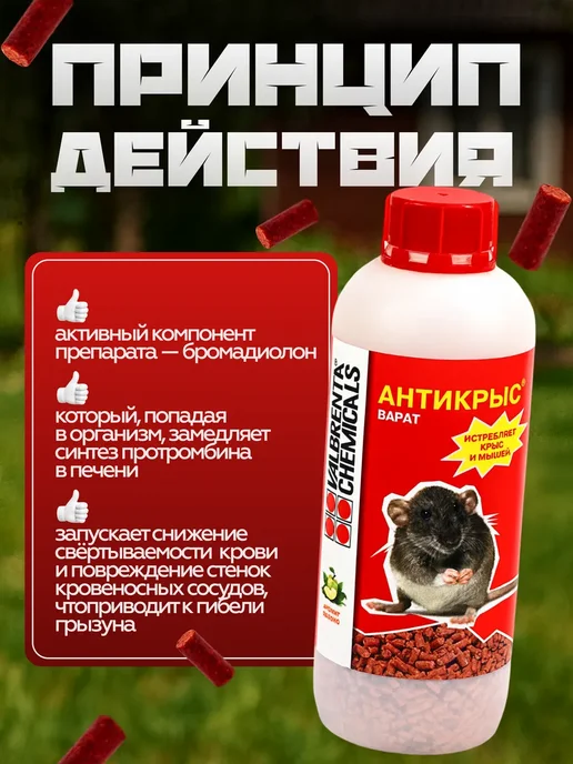 VALBRENTA CHEMICALS Супер Антикрыс от крыс и мышей, гранулы, 1 уп × 800 г, 800 г, фото 4
