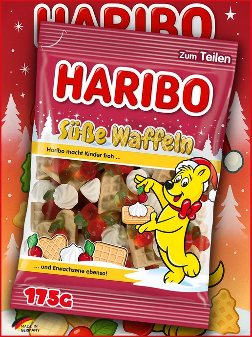 Haribo Новогодний мармелад Харибо сладкие вафельки с вишней, вариант