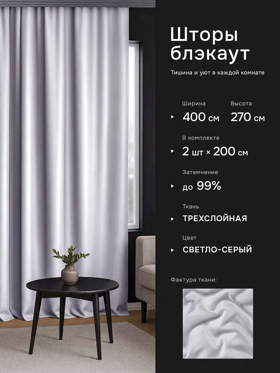 Шторы блэкаут для дома и кухни 200х270