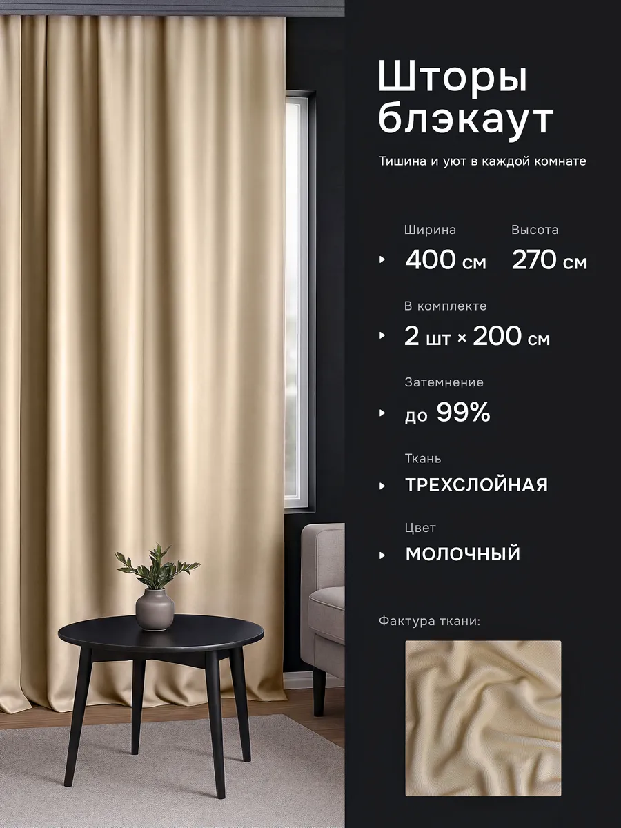 Шторы блэкаут для дома и кухни 200х270