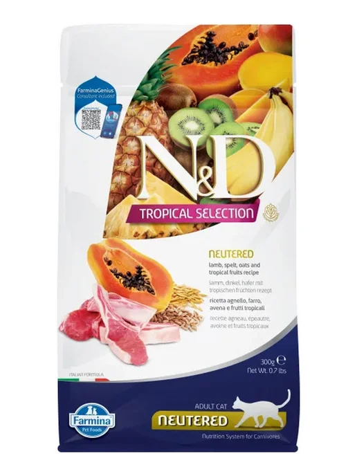 Сухой корм Farmina Кошек Tropical для собак, ягненок, 0,3 кг
