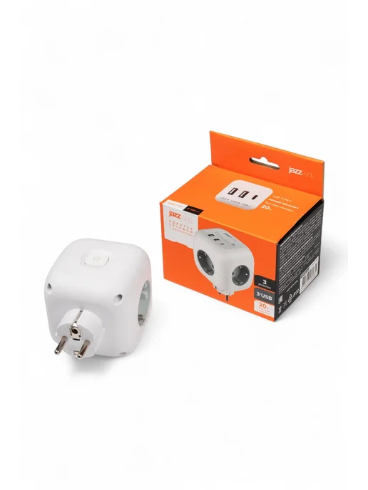 Jazzway Разветвитель сетевой тройник с USB-выходами, белый, фото 5