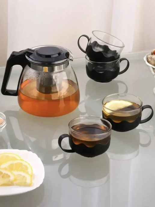 Yasgift Заварочный чайник с кружками, черный