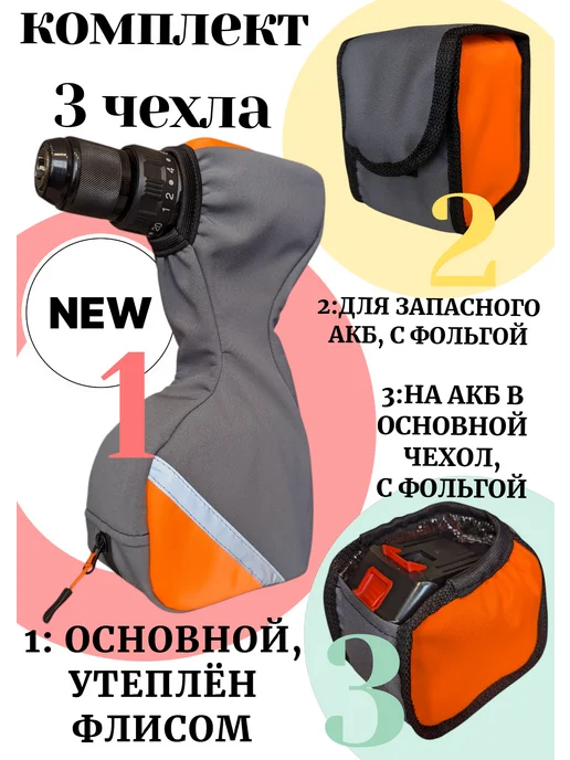 Чехол на шуруповерт для зимней рыбалки чехол для шуруповерта утепленный флисом, вариант, фото 2