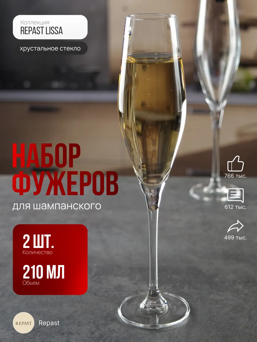 Набор фужеров для шампанского LISSA 210 мл 2 шт