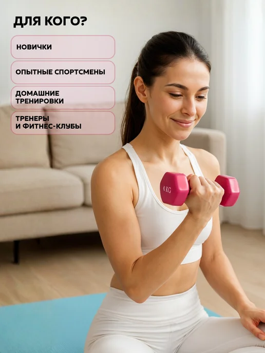 VictoryFit Гантель винил для фитнеса 4 кг, 4 кг, фото 3