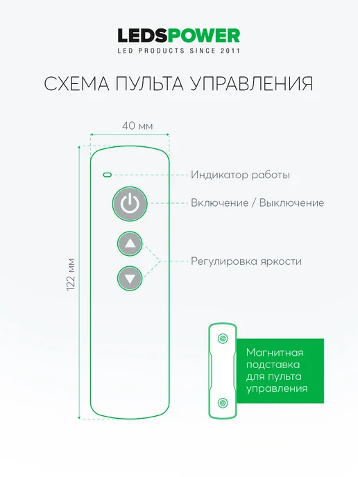 LEDS POWER Диммер для светодиодной ленты c пультом 10A N12 Nano, белый, фото 5
