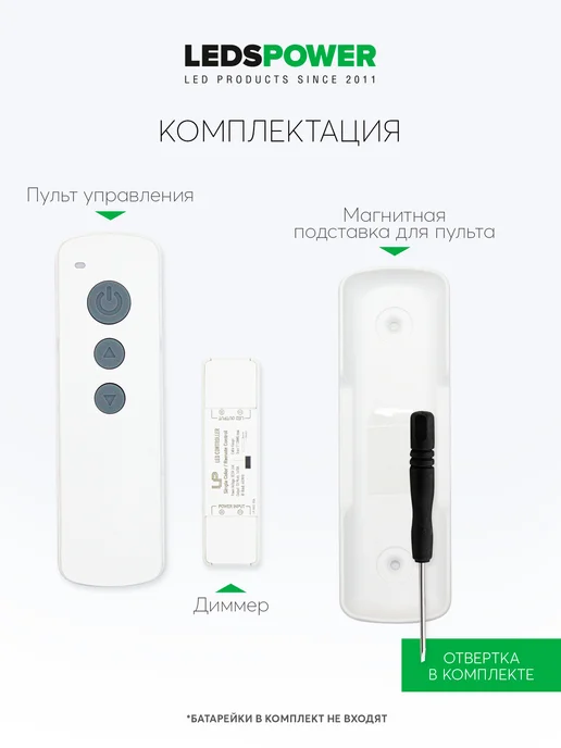 LEDS POWER Диммер для светодиодной ленты c пультом 10A N12 Nano, белый, фото 7