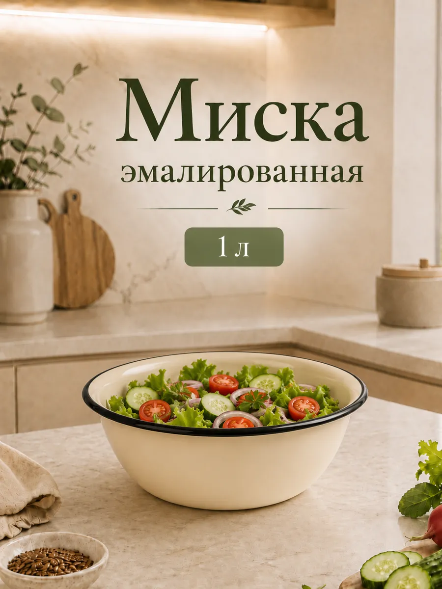 Миска эмалированная 1 л