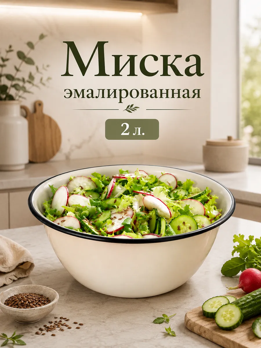 Миска эмалированная 2 л