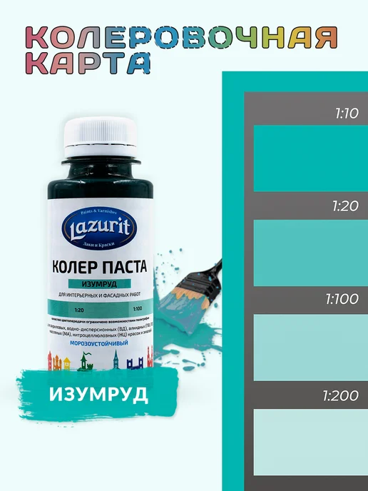 Lazurit Колер универсальный (100мл) Изумруд, 100 мл, фото 6