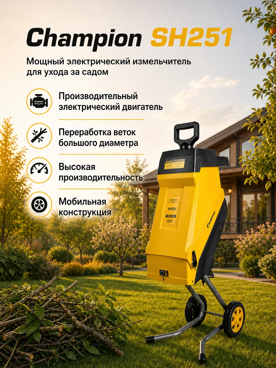 Садовый измельчитель Champion SH251 Yellow