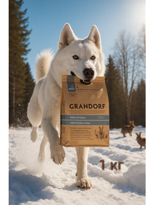 Сухой корм Grandorf' для собак, индейка, кролик, 1 кг