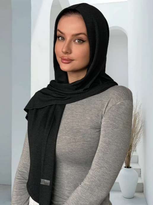 NELLI_STYLE Шарф платок капюшон мусульманский хиджаб шейла, черный, фото 3