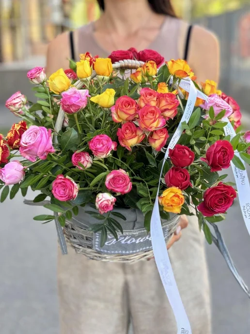 ROZA4U Букет живых цветов из 15 кустовых и пионовидных роз, фиолетовый, фото 2