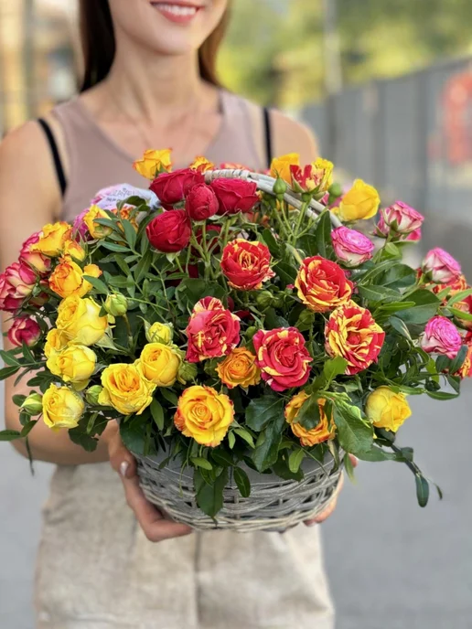 ROZA4U Букет живых цветов из 15 кустовых и пионовидных роз, фиолетовый, фото 4