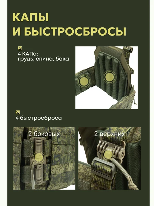 TOGA UNIT Бронежилет тактический с плитами БР5, плитник цифра, зеленый, фото 8