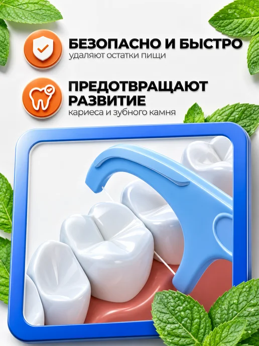 SOOCAS Зубная нить Dental Floss в кейсе, флоссеры, 50 шт, фото 2