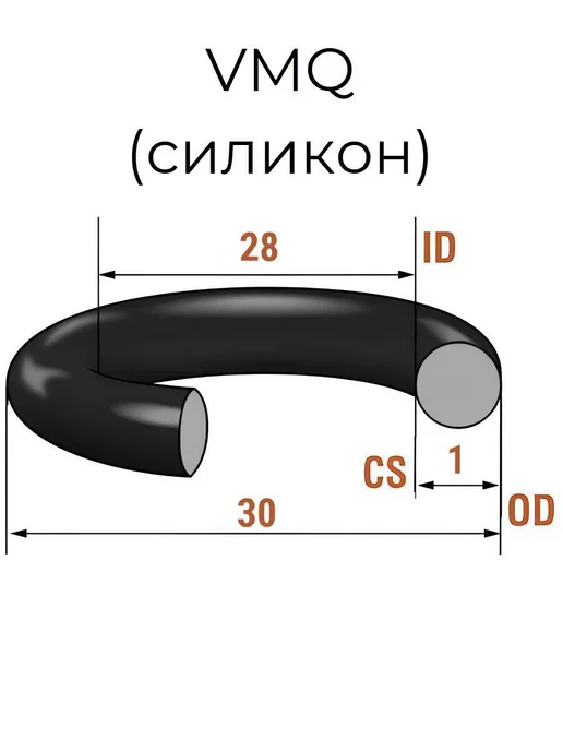 Кольцо уплотнительное 28х30x1 VMQ силикон 5 шт, 28x30x1, 1 шт, фото 2
