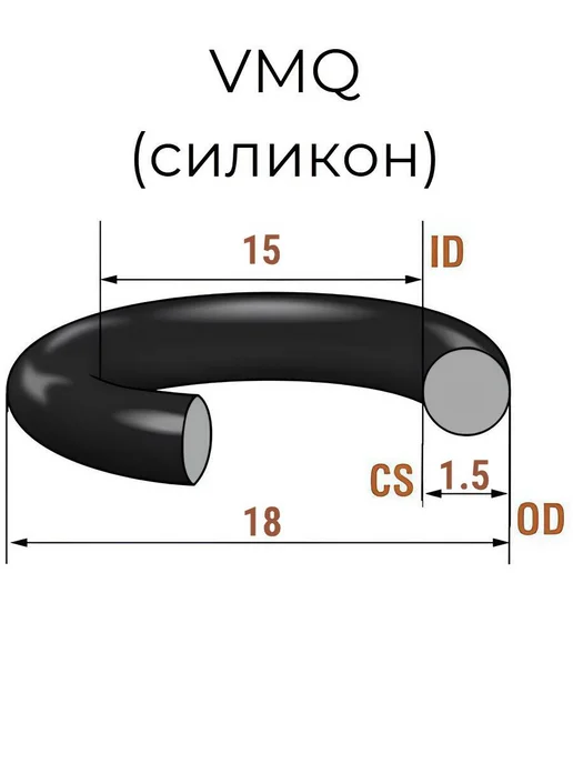 Кольцо уплотнительное 15х18x1.5 VMQ силикон 5 шт, 18x1.5, 5 шт, фото 2