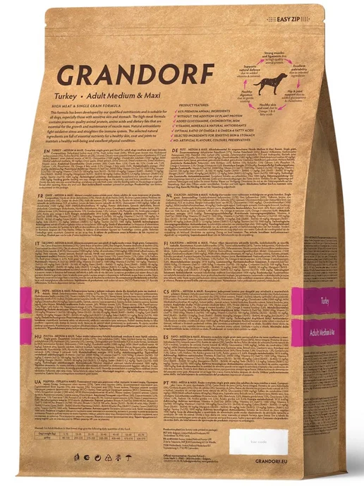 Сухой корм Grandorf' Med для собак, взрослые, крупные, индейка, 1 кг, фото 2