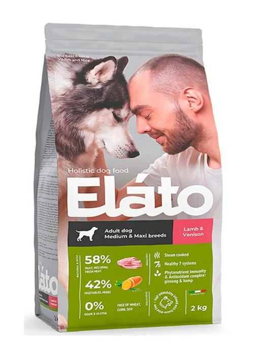 Сухой корм Elato Holistic Оле… для собак, крупные, средние, ягненок, 2,1 кг