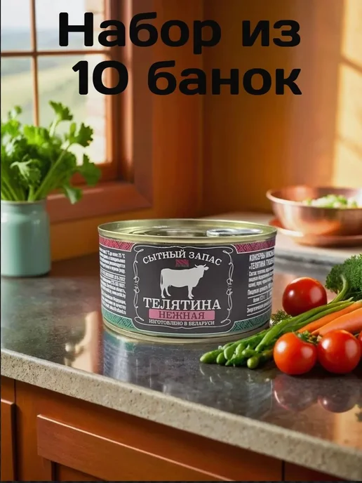 ОМКК Сытный апас тушеная "Телятина нежная" 325 г.-10 шт, 325 г, 10 шт