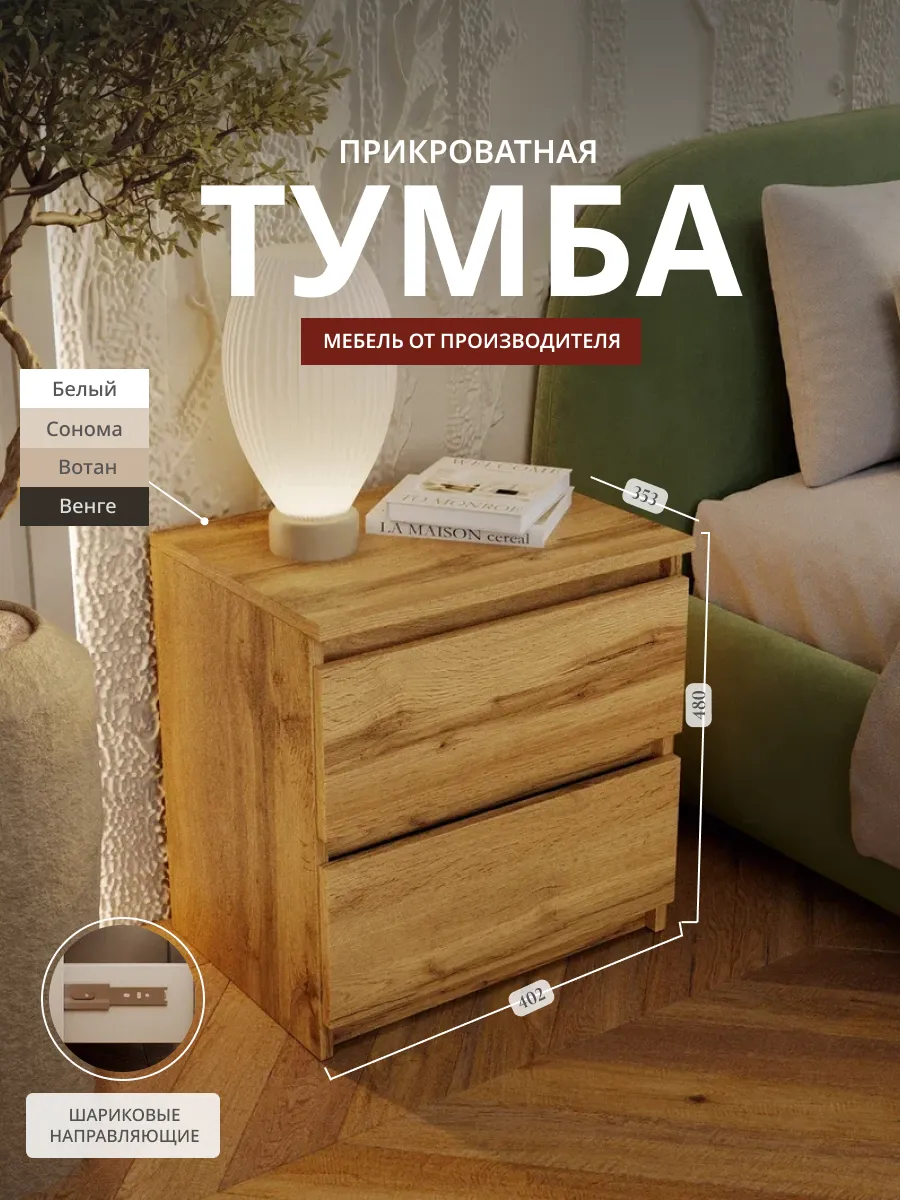 Тумба прикроватная с ящиками