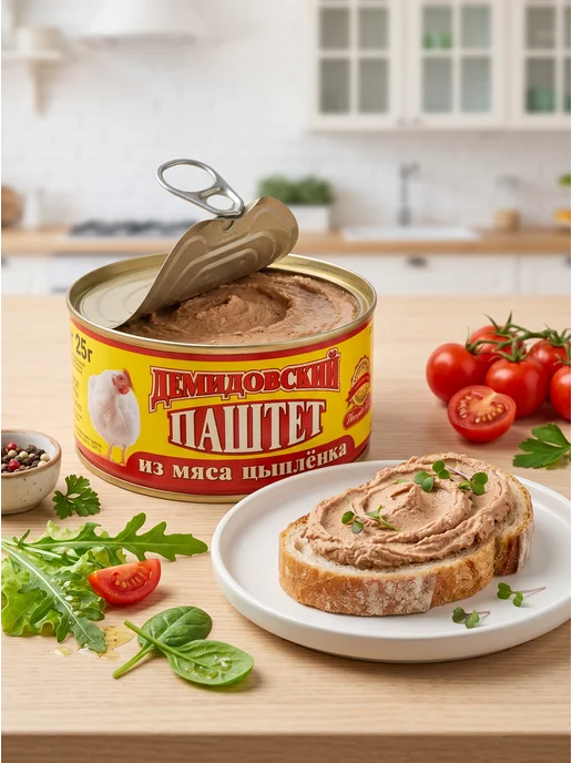 Демидовская тушенка Демидовский паштет из мяса цыпленка 3 шт по 325 г, 3 шт, 325 г, фото 2