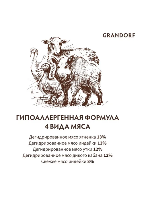 Сухой корм Grandorf' Пробиотиками для собак, мелкие, мясо, 1 кг, фото 2